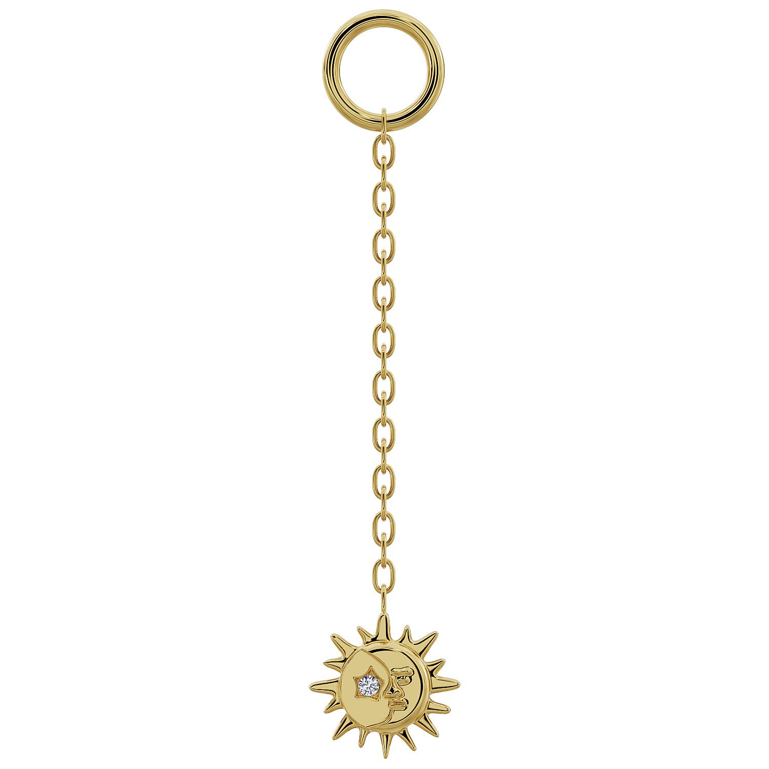 Sun & Moon Diamond Chain Accessory-Long   14K Yellow Gold