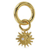 14K yellow gold sun moon diamond charm attached to a gold clicker ring, showing how it connects