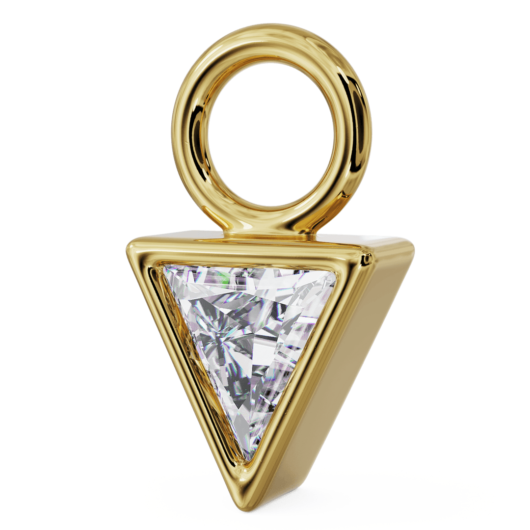 Side View Triangle Diamond Charm Accessory for Piercing Jewelry