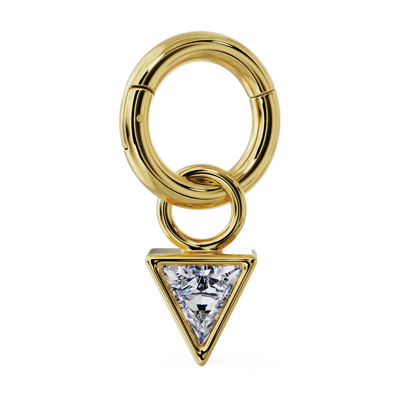 Clicker Ring & Triangle Diamond Charm Accessory for Piercing Jewelry