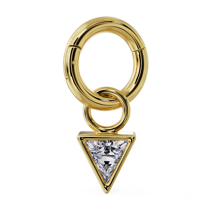 Clicker Ring & Triangle Diamond Charm Accessory for Piercing Jewelry