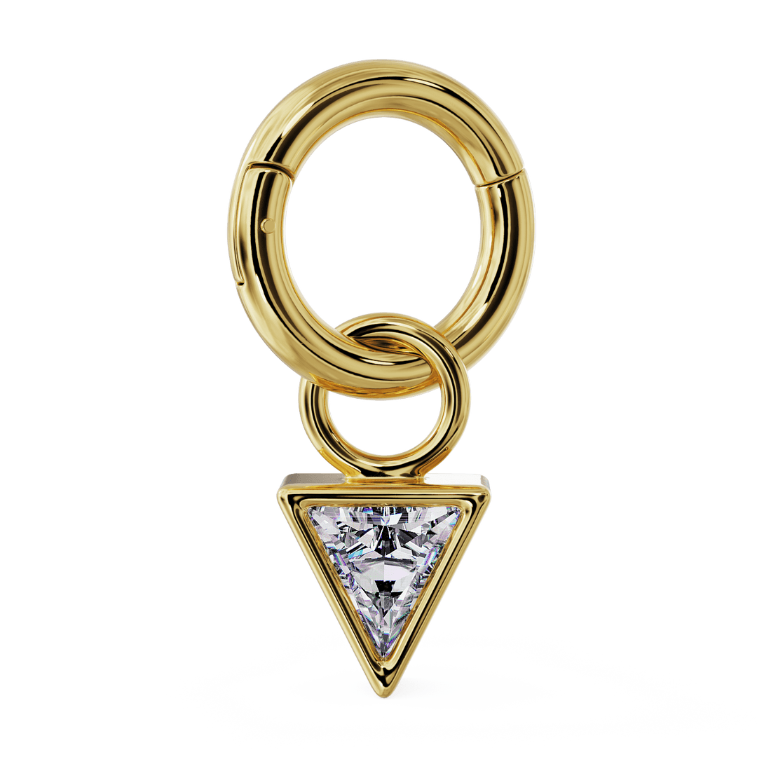 Clicker Ring & Triangle Diamond Charm Accessory for Piercing Jewelry