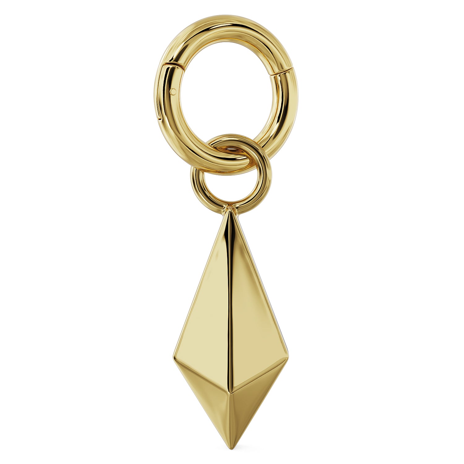 Clicker Ring & Gold Geometric Pyramid Charm Accessory