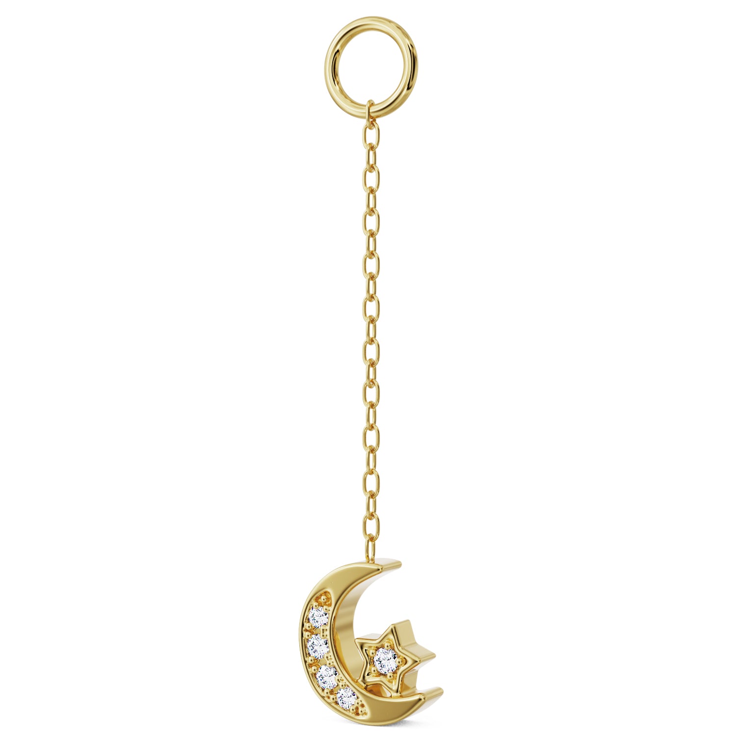 Moon and Star Diamond Chain Accessory