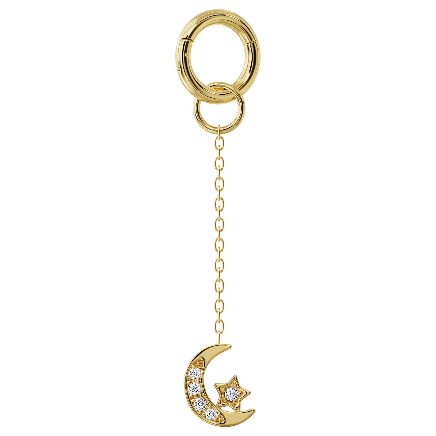 Moon and Star Diamond Chain Accessory
