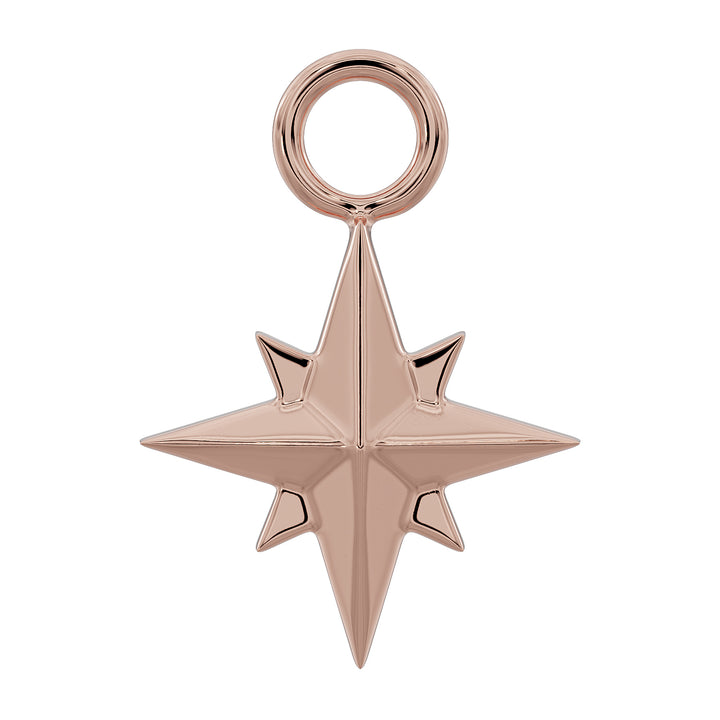 North Star Charm Accessory for Piercing Jewelry-14K Rose Gold