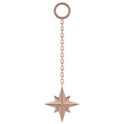 14K rose gold north star piercing chain accessory with long dangle chain and geometric star charm
