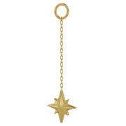 14K yellow gold north star chain accessory, short chain length showing smaller link scale and star charm