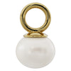 Freshwater pearl piercing charm with gold ring bail, front view on white background