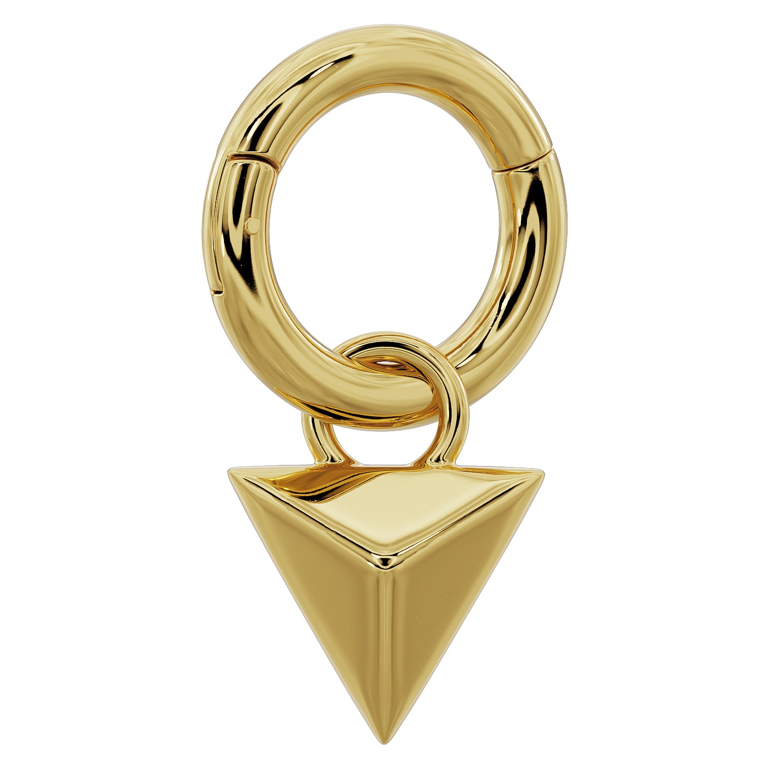 Clicker Ring & Gold Pyramid Charm Accessory for Piercing Jewelry