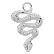 950 platinum coiled snake piercing charm with engraved scale texture, front view