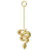 14k yellow gold long snake chain accessory with polished coiled snake charm, angled front view