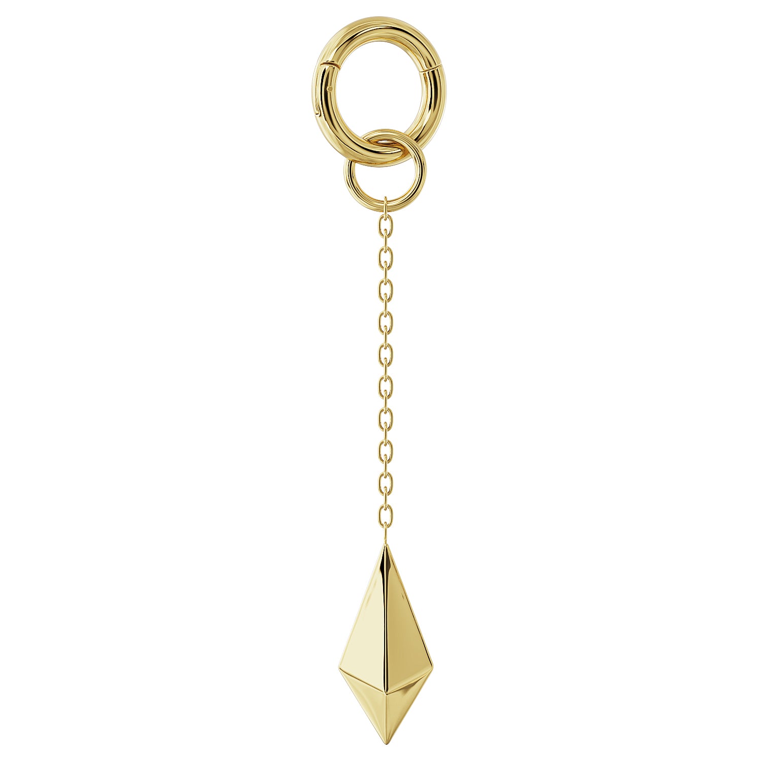 Clicker Ring & Gold Geometric Pyramid Chain Accessory