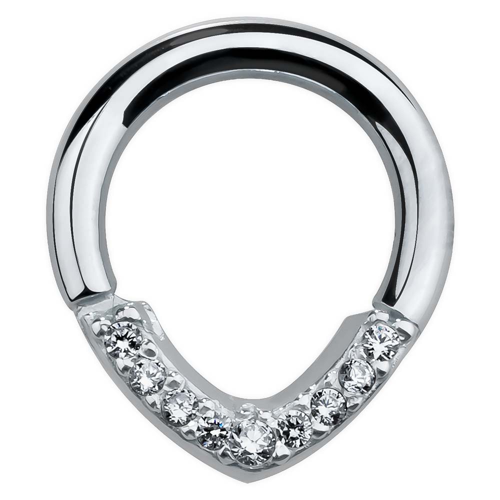 Cvpoint Ring CZ Lined V-Shape 14K Gold Hinged Segment Clicker Ring – FreshTrends