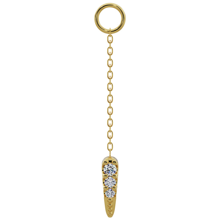 Diamond Spike Chain Accessory-Long   14K Yellow Gold