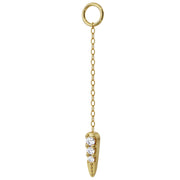14K yellow gold short diamond spike chain accessory showing beaded spike detail and compact chain length