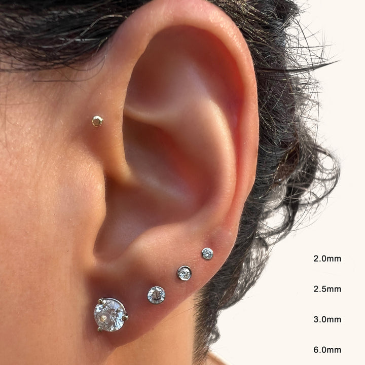 2mm Blue Diamond Bezel Flat Back Earring