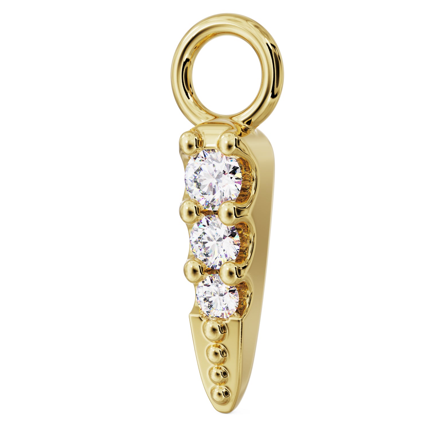 Side View 14k Gold - Diamond Spike Charm Accessory for Piercing Jewelry