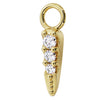 Side profile of 14k yellow gold diamond spike charm showing depth of prong settings and tapered point