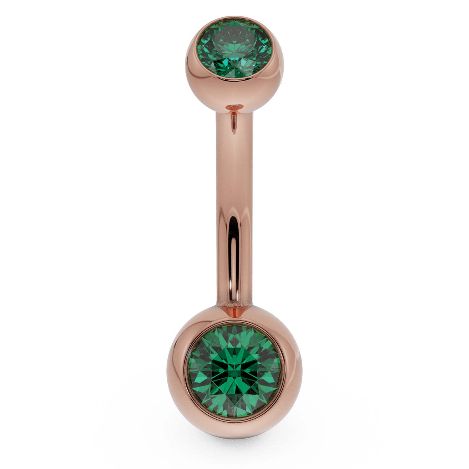 Double Solitaire 14K Gold Belly Button Ring