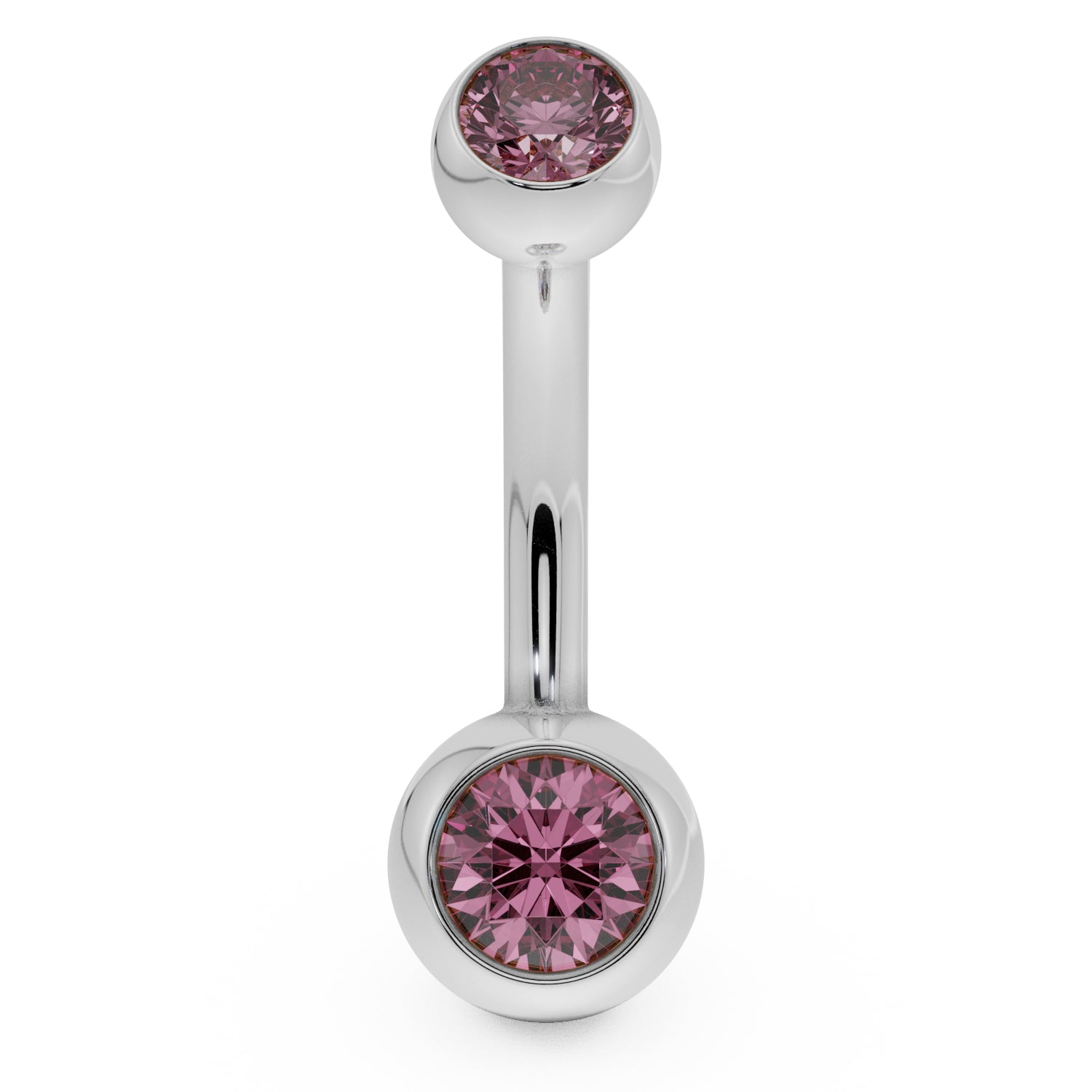 Double Solitaire 14K Gold Belly Button Ring