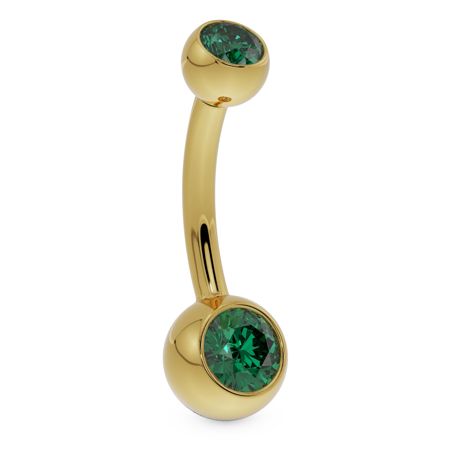 Double Solitaire 14K Gold Belly Button Ring