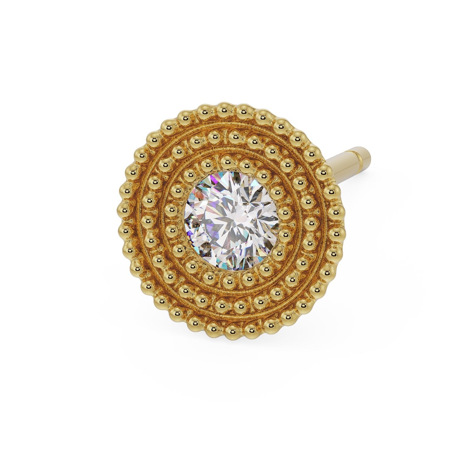 Radial Milgrain Diamond Stud 14K Gold Earring FreshTrends radial-milgrain-diamond-stud-14k-gold-earring-freshtrends