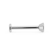 Side profile of white gold diamond milgrain flat back stud showing full post length and setting depth