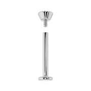 White gold milgrain flat back stud disassembled showing threaded top end and flat back post separately