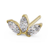 Marquise Lotus Stud 14K Gold Earring