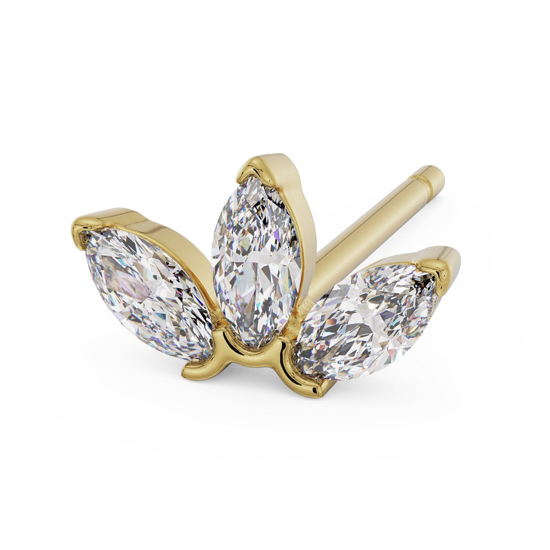 Marquise Lotus Stud 14K Gold Earring