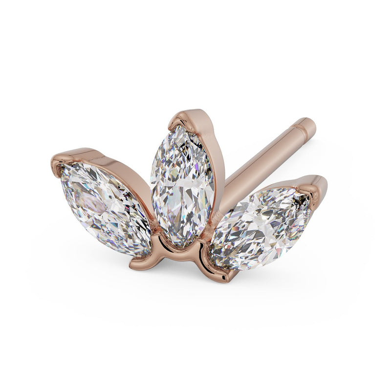 Marquise Lotus Stud 14K Gold Earring