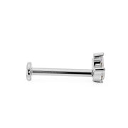 Side profile of white gold marquise CZ flat back labret showing post length and flat disc back