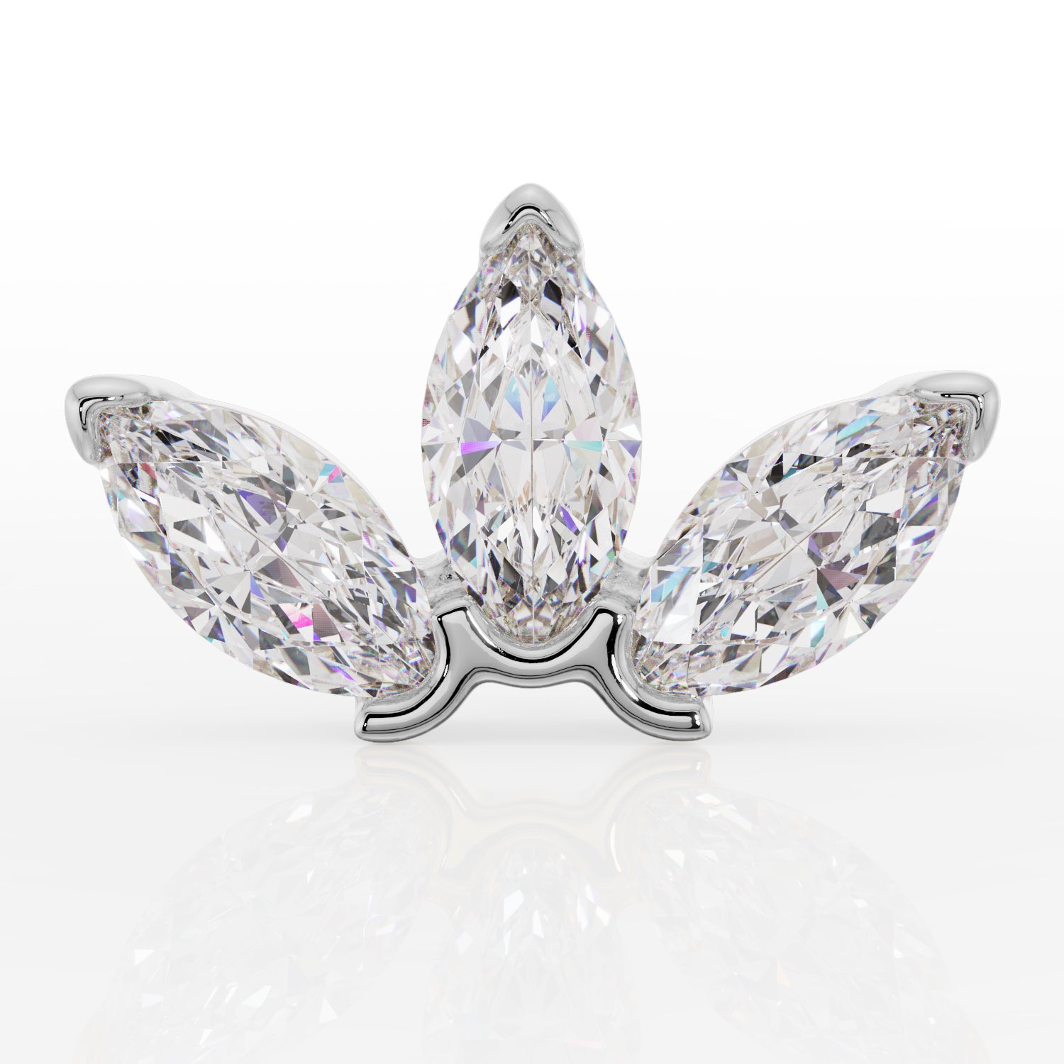 Marquise Lotus Diamond or CZ Stud 14K Gold Earring