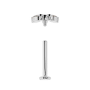 White gold marquise lotus flat back stud disassembled, showing threaded top and flat back post separately