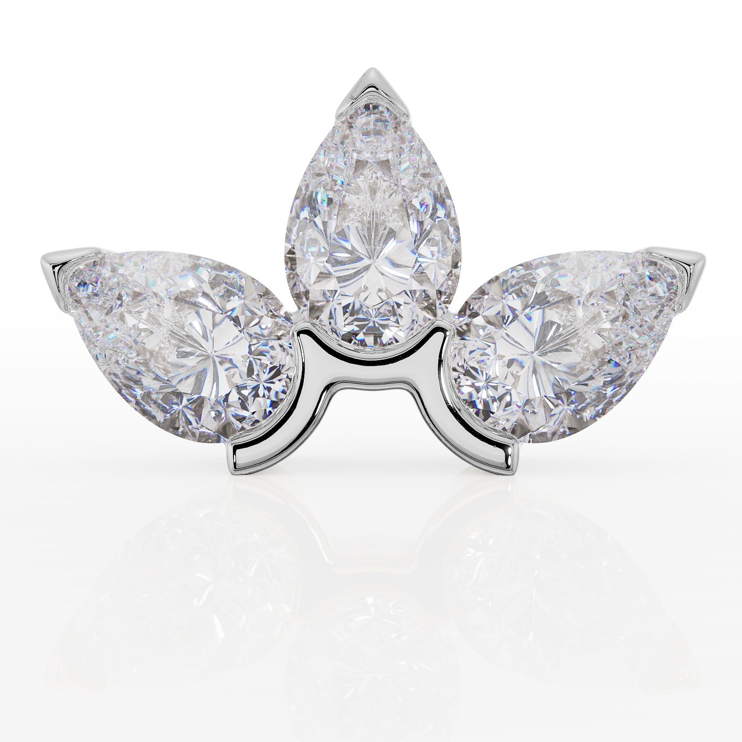 3 Pear Cubic Zirconia Flat Back Stud Nose Lip Cartilage Earring