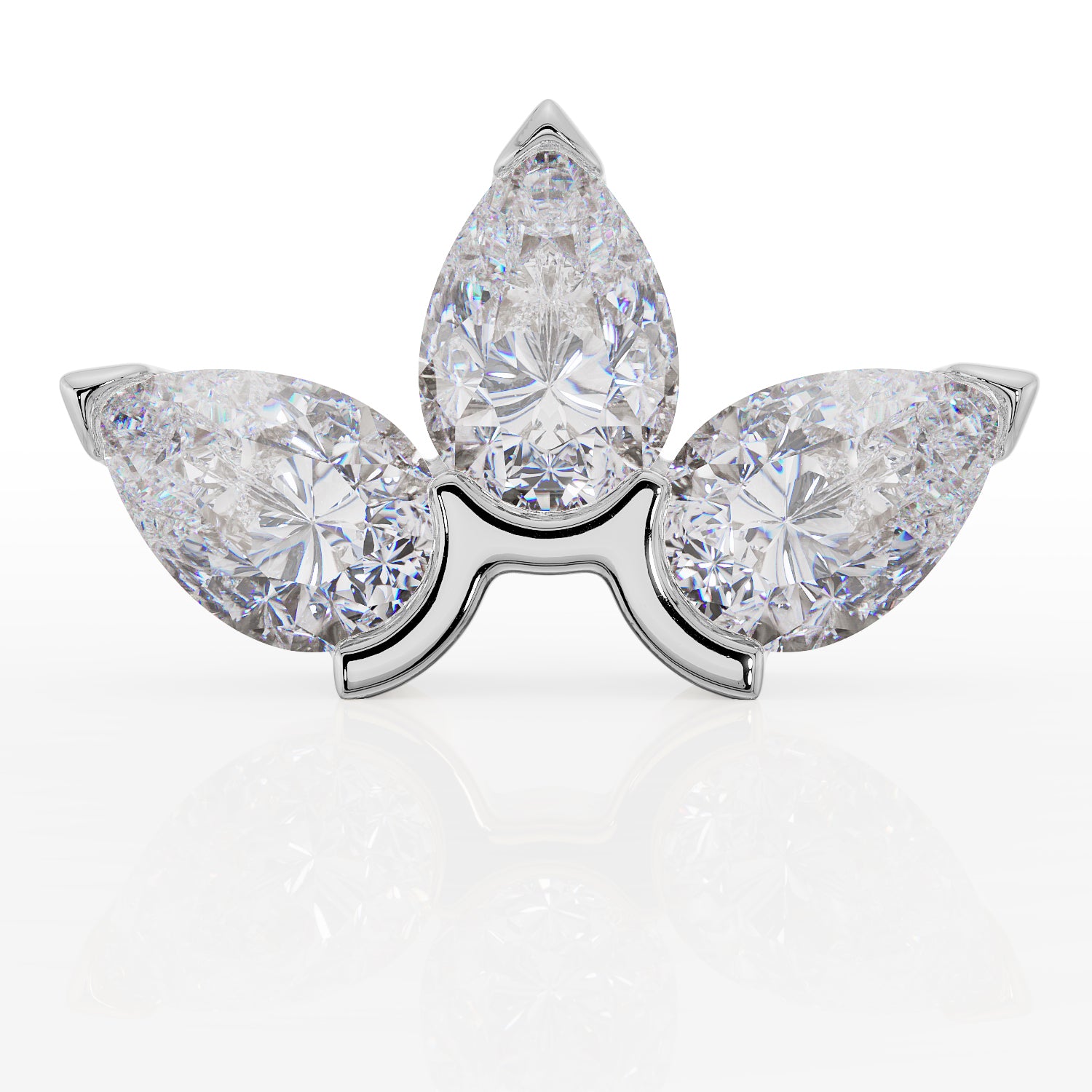 Pear Lotus Stud Diamond or CZ 14K Gold Earring