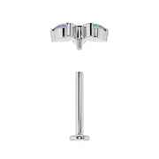 Exploded view of white gold flat back labret showing threaded top and separate flat back post components