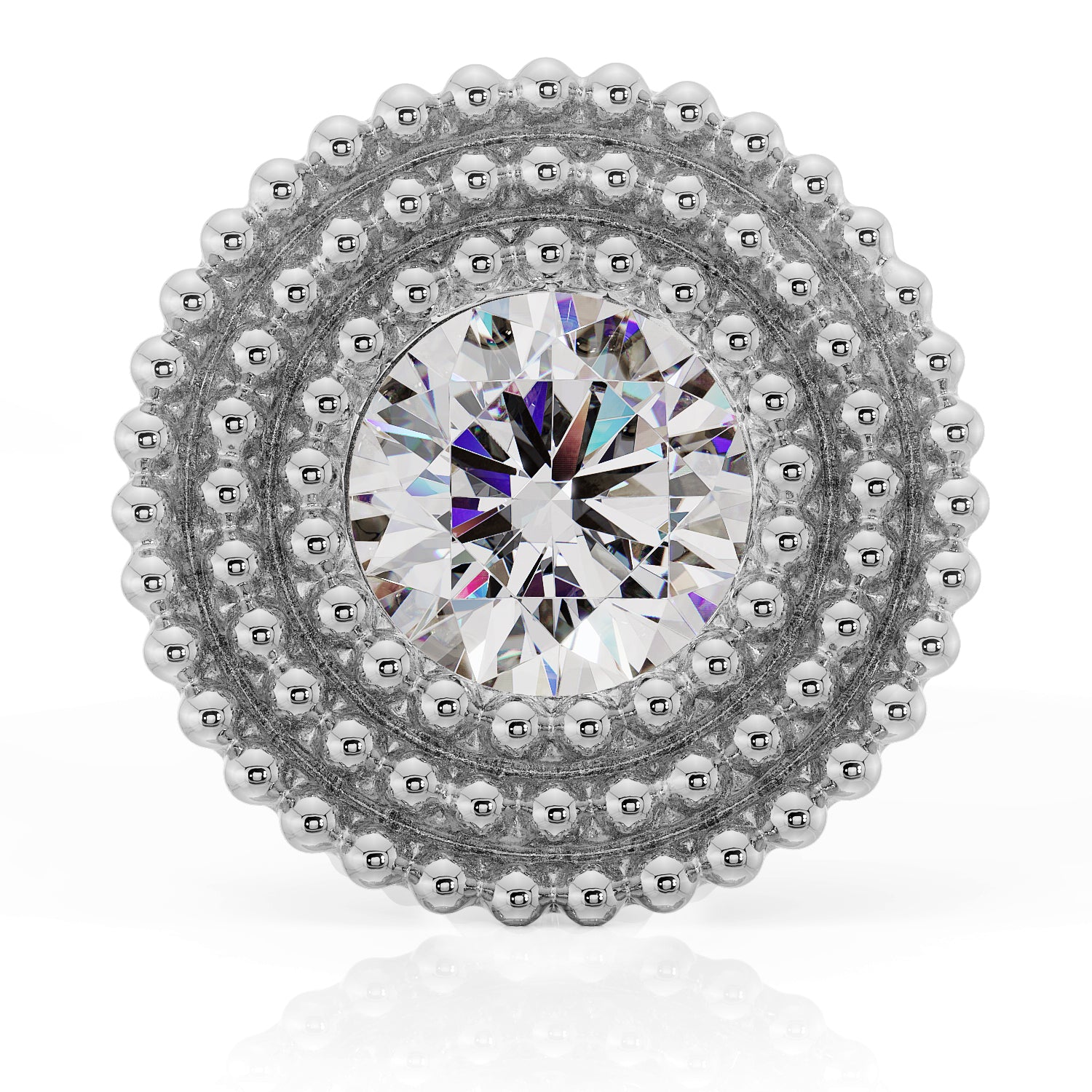 3.5mm Cubic Zirconia Layered Milgrain Flat Back Stud Nose Lip Cartilage Earring - Yellow Gold