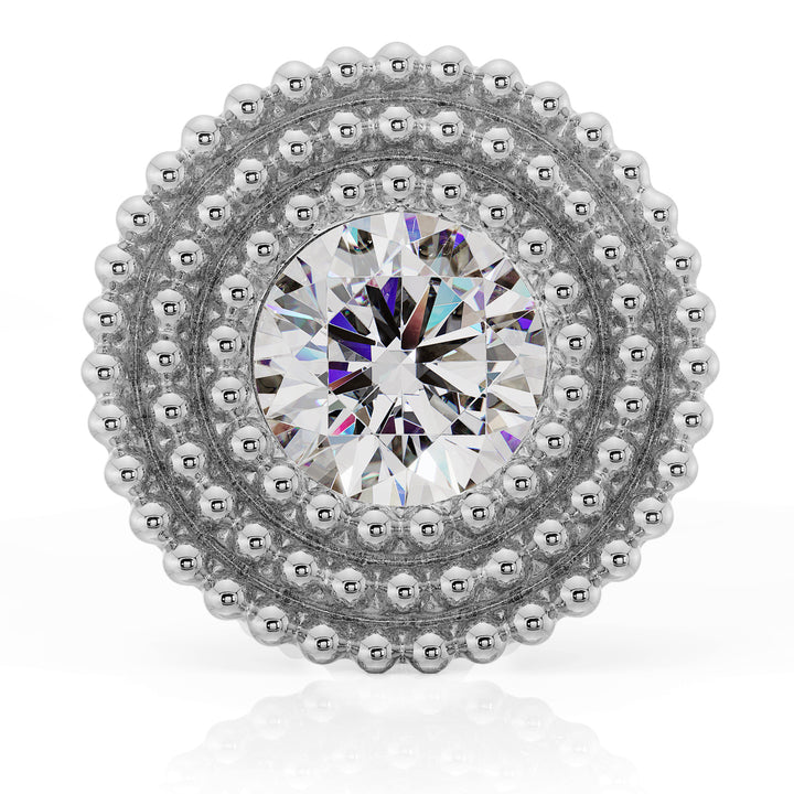 3.5mm Cubic Zirconia Layered Milgrain Flat Back Stud Nose Lip Cartilage Earring - Yellow Gold
