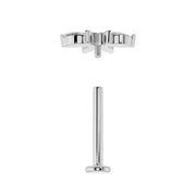 Reverse view of white gold marquise CZ flat back stud showing threaded post and flat disc backing