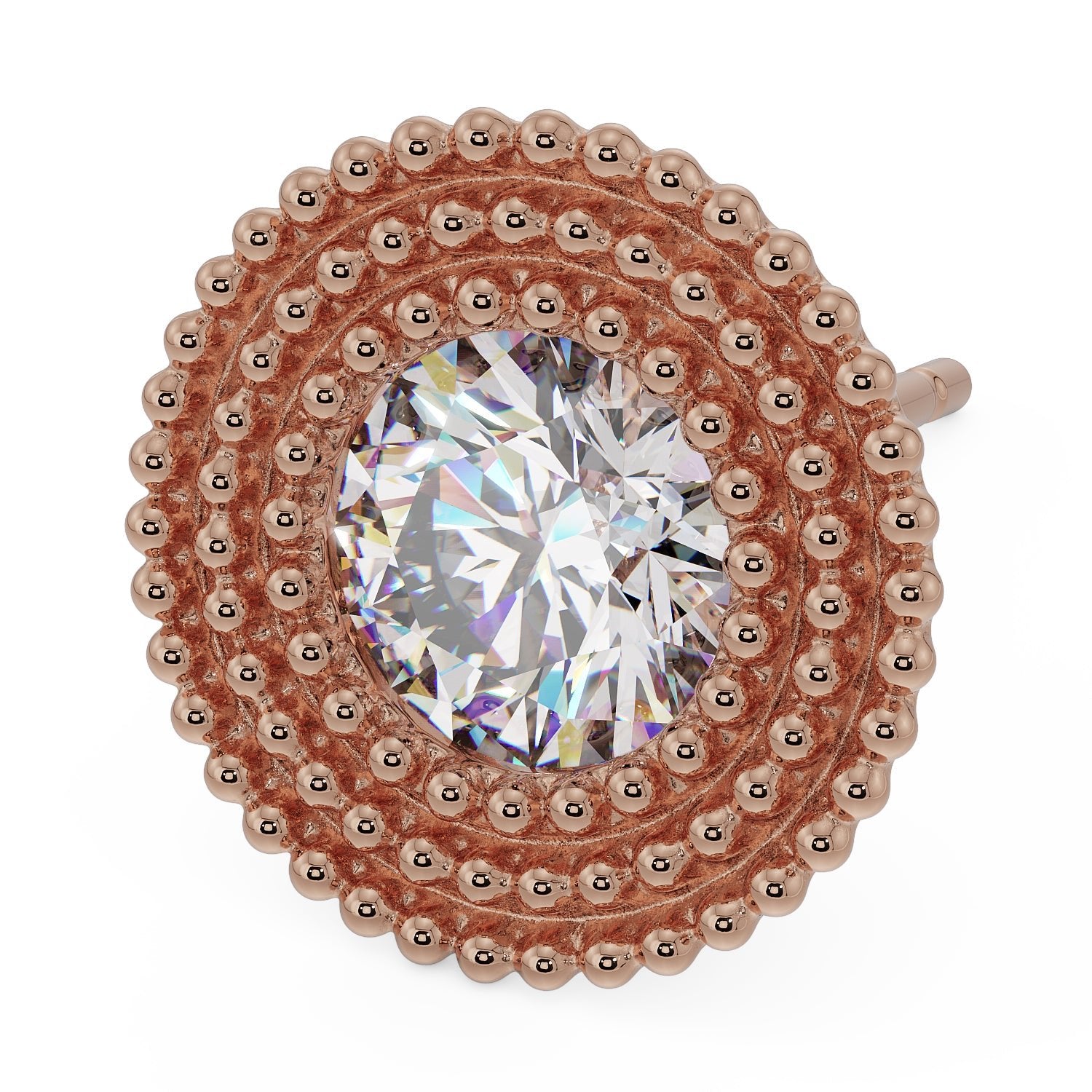 Radial Milgrain CZ Stud 14K Gold Earring