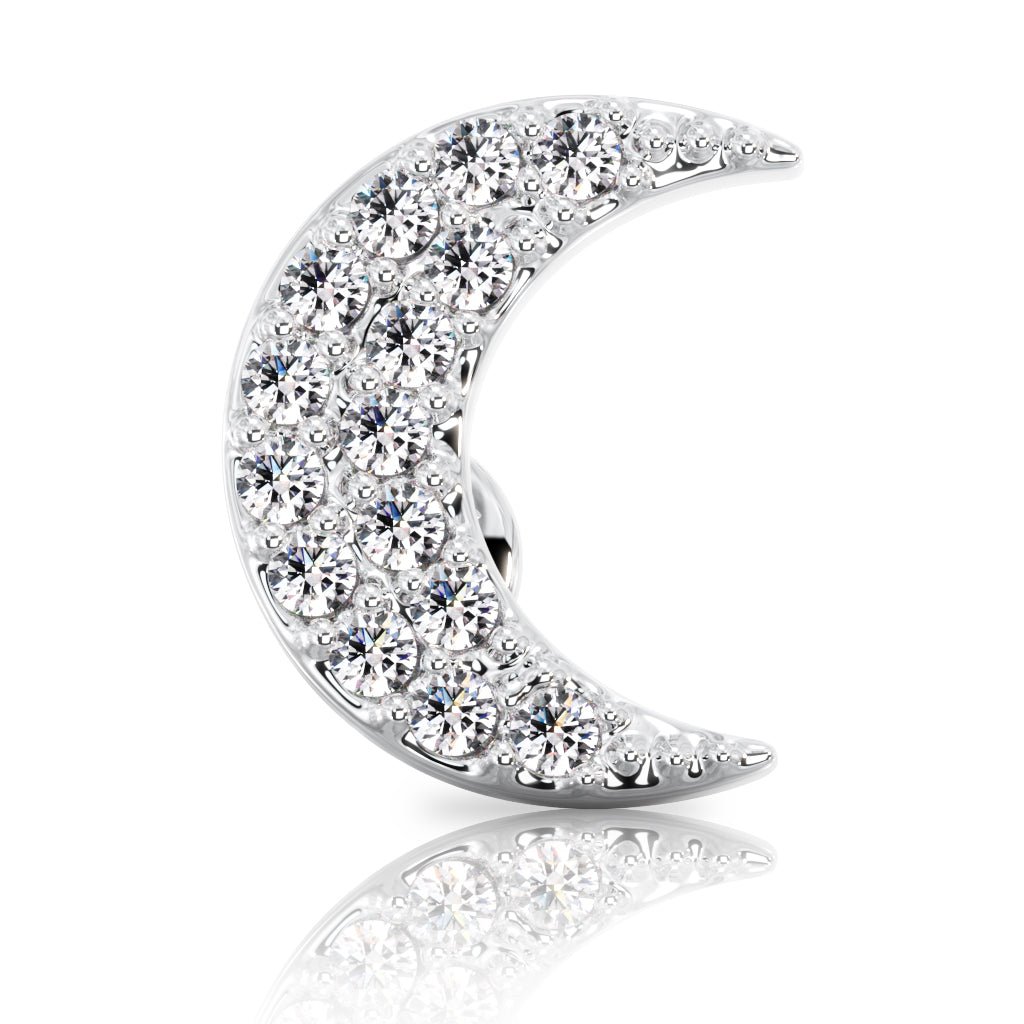 Diamond Moon 14k Gold Stud Earring