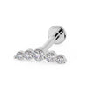 14K white gold CZ climber flat back earring with 5 bezel-set stones, angled view