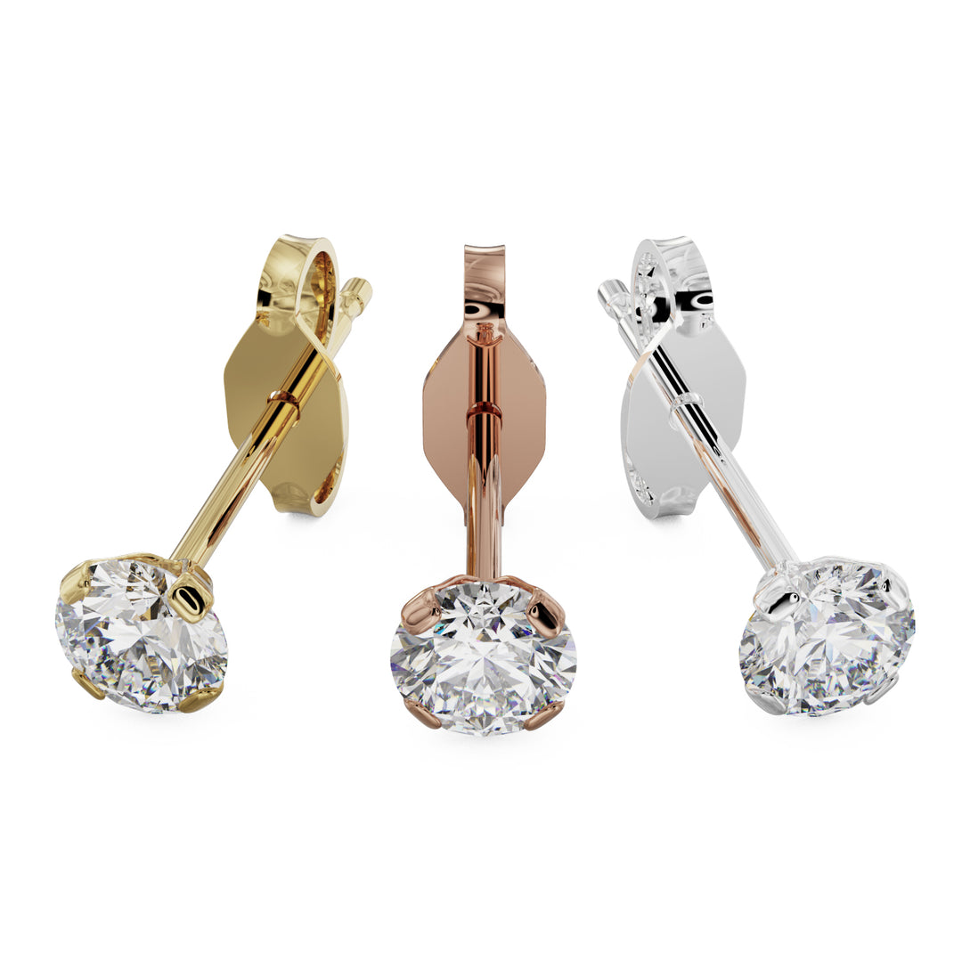 4mm Diamond Stud Low-Set Prong 14k Gold Earring