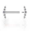 14k white gold diamond climber nipple barbell with one end off, showing internally threaded barbell post
