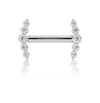 14K white gold CZ mini climber nipple barbell, front view showing 10 cubic zirconia climbing ends