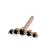 14K rose gold black diamond climber nose stud with straight post, angled side view