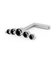 14K white gold black diamond climber nose ring with L-shaped post, side profile