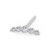14K white gold climber nose ring straight post style with 5 graduated cubic zirconia stones